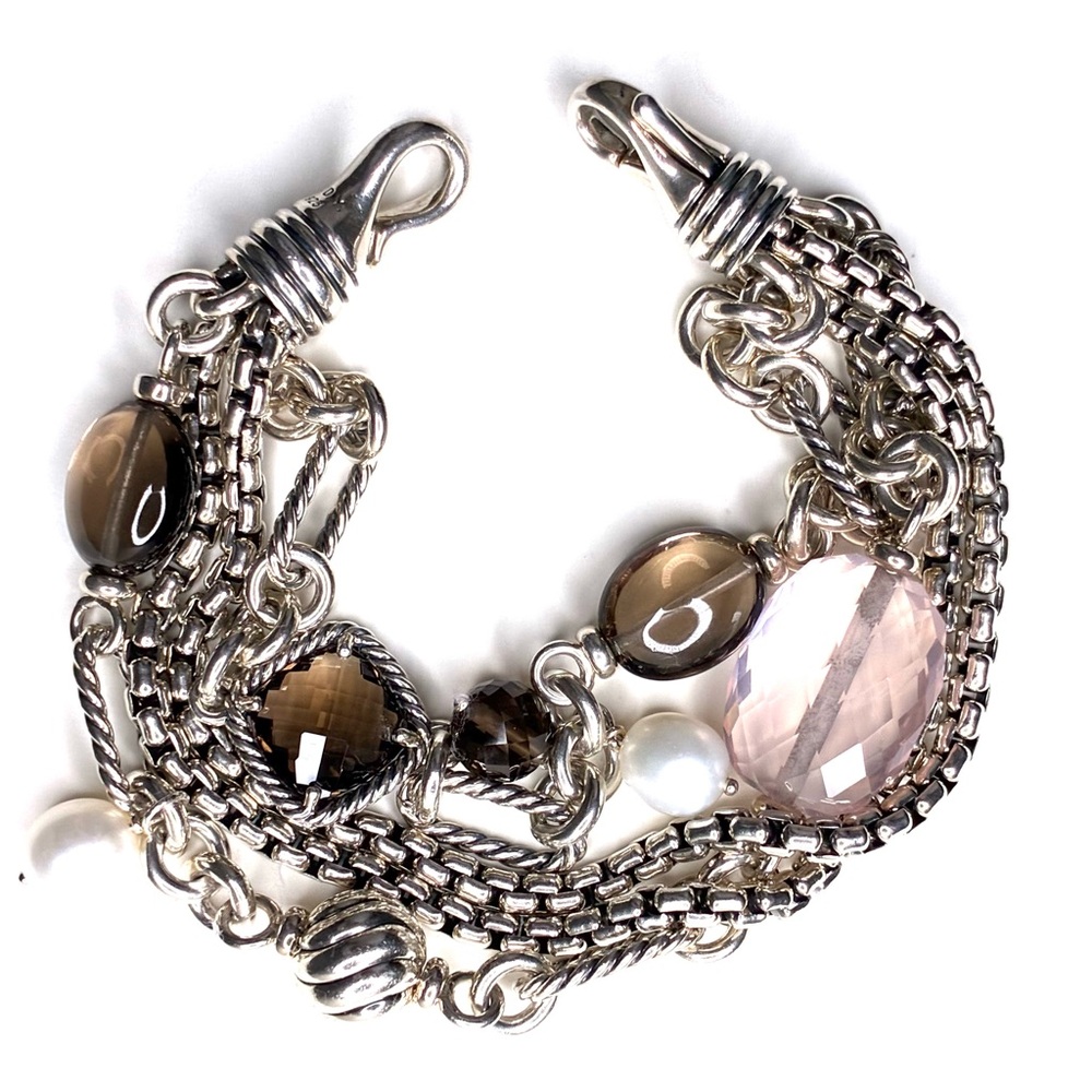 David Yurman Quartz and Pearl Multi-strand Bracelet